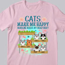 Cats Make Me Happy Humans Make My Head Hurt - Cats On Plant Stand - Personalized Cat T-shirt