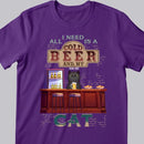 All I Need Is A Cold Beer And My Cats - Personalized Cat T-shirt