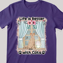 Life Is Better With Cats - Cats Back On Window - Personalized Cat T-shirt