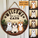 Welcome Hope You Like Cats - Vintage Style - Personalized Cat Door Sign