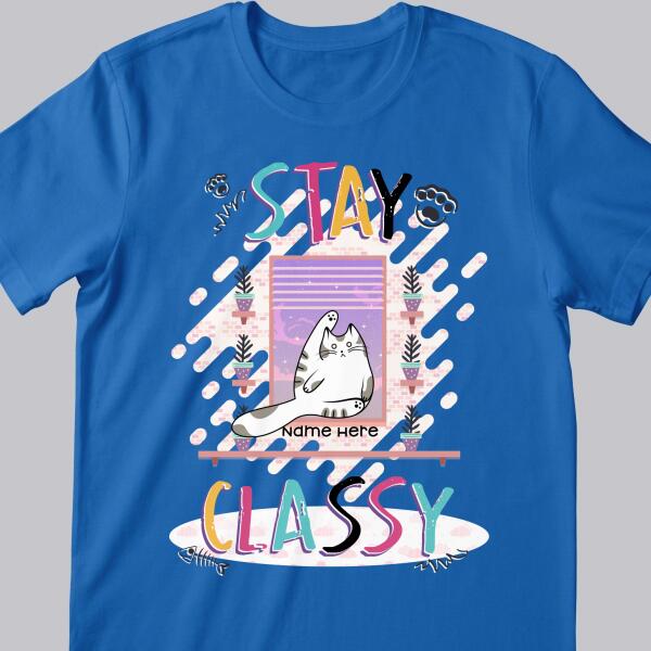 Stay Classy - Cats On Window - Personalized Cat T-shirt
