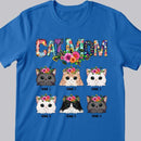 Cat Mom - Cat Wearing Floral Head Wreath - Personalized Cat T-shirt