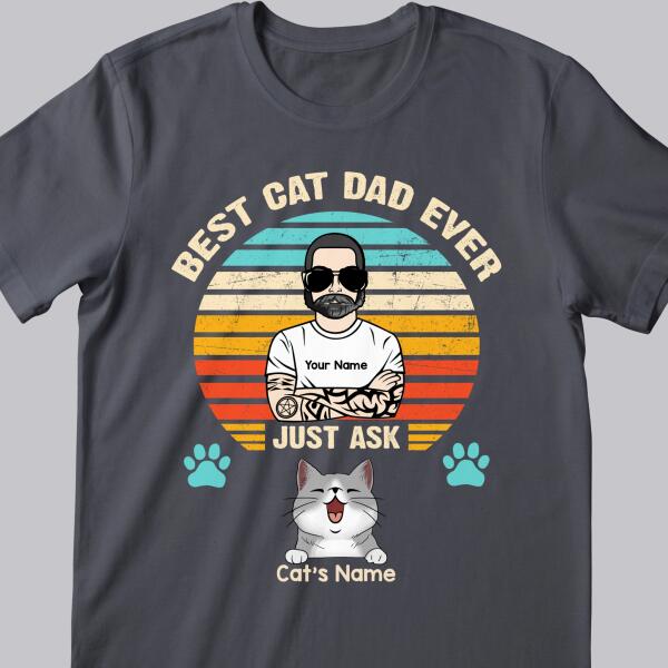Best Cat Dad Ever - Retro Style - Personalized Cat T-shirt