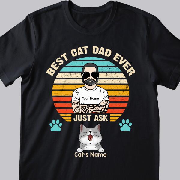 Best Cat Dad Ever - Retro Style - Personalized Cat T-shirt