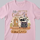 Life Is Better With Cats & Coffee - Personalized Cat T-shirt