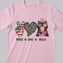 Peace - Love - Cat - 4th of July - Personalized Cat T-shirt
