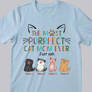 The Most Purrfect Cat Mom Ever - Leopard Print - Personalized Cat T-shirt