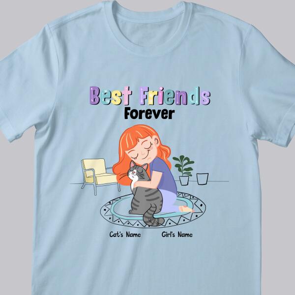 Best Friends Forever - Personalized Cat And Girl T-shirt