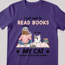 I Just Want To Read Books With My Cats - Girl And Cats On The Carpet - Personalized Cat T-shirt