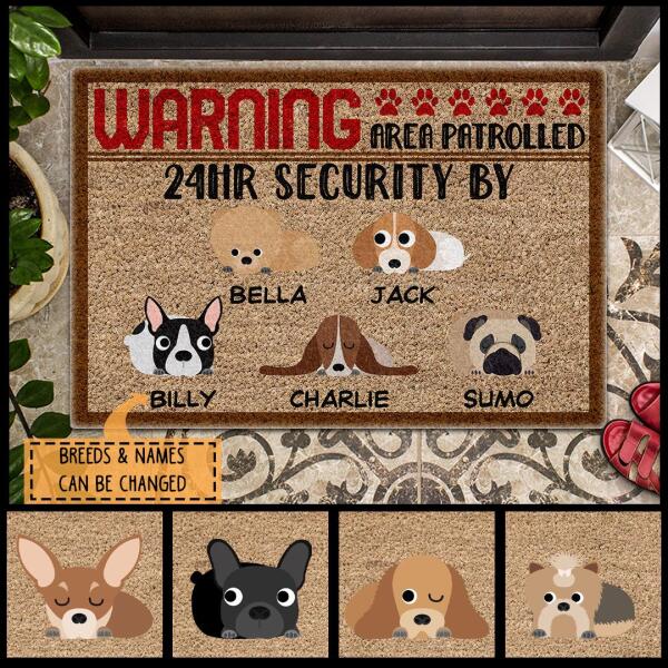 Warning Area Patrolled 24hr Security By - Personalized Dog Doormat