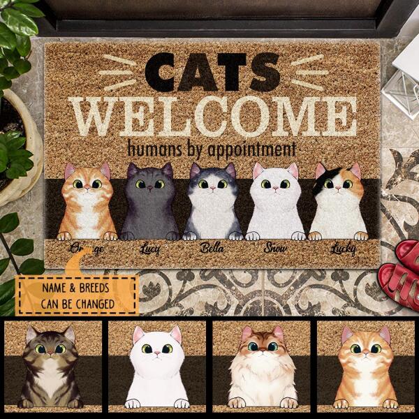 Cats Welcome Humans By Appointment - Personalized Cat Doormat