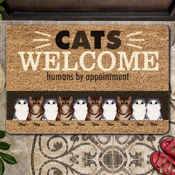 Cats Welcome Humans By Appointment - Personalized Cat Doormat