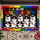 All Are Welcome Here - LGBT - Personalized Cat Doormat