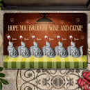 Hope You Brought Wine And Catnip - Cat On Green Table - Personalized Cat Doormat