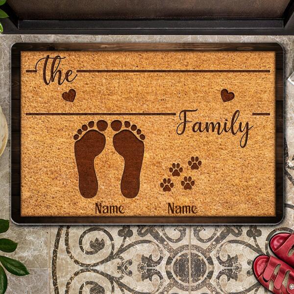 The Family - Foot and Paws Print - Personalized Doormat