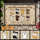 This Home Is Blessed With Love - Paws Around - Personalized Cat Doormat