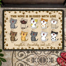 This Home Is Blessed With Love - Paws Around - Personalized Cat Doormat