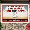 No Need To Knock We Know You Are Here - Pink Around - Personalized Cat Doormat