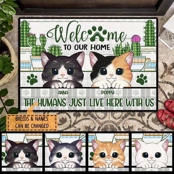 Welcome To Our Home - Cactus Garden - Personalized Cat Doormat