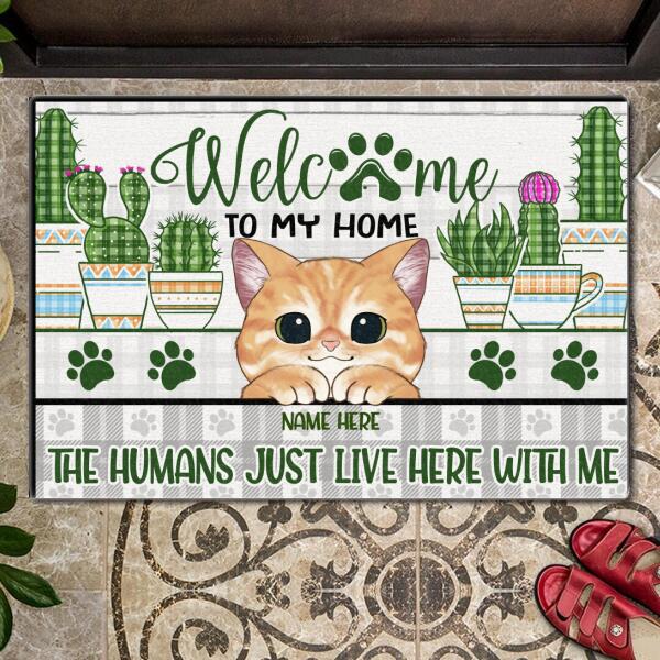 Welcome To Our Home - Cactus Garden - Personalized Cat Doormat