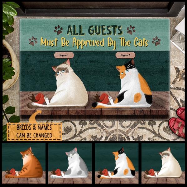 All Guest Must Be Approved By The Cats - Grumpy Cats Hit Pot - Personalized Cat Customized Doormat