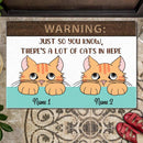 Warning Just So You Know There's A Lot Of Cats In Here - Personalized Cat Doormat