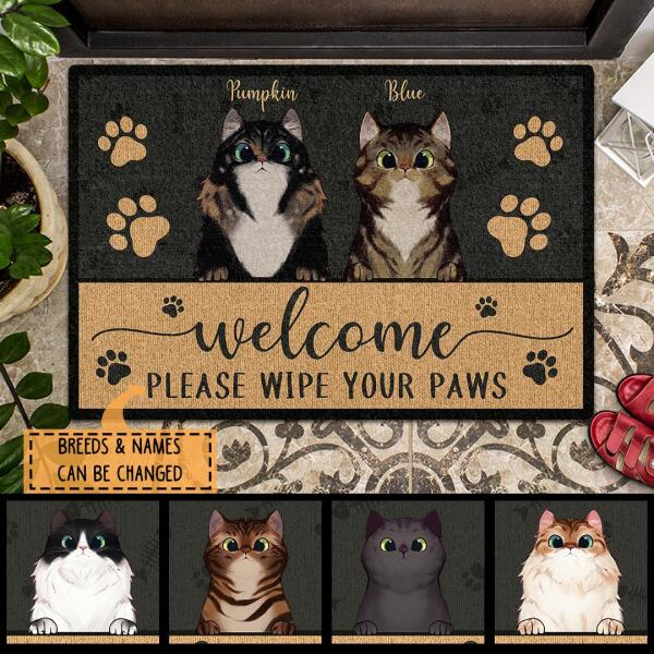 Welcome Please Wipe Your Paws - Personalized Cat Doormat