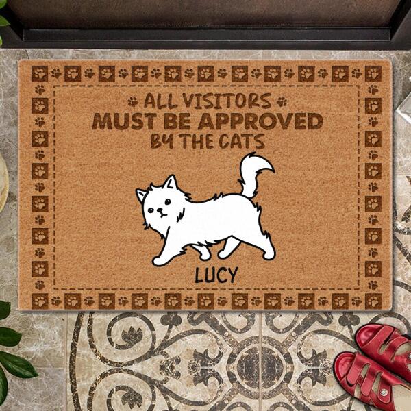 All Visitors Must Be Approved By The Cats - Walking Cat - Personalized Cat Doormat