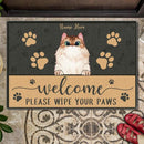 Welcome Please Wipe Your Paws - Personalized Cat Doormat