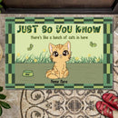 Just So You Know There's Like A Bunch Of Cats In Here - Green Mat - Personalized Cat Doormat