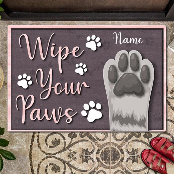 Wipe Your Paws - Purple Mat - Personalized Cat Paw Doormat
