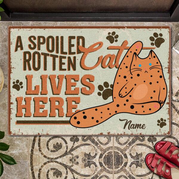 Spoiled Rotten Cats Live Here - Retro Style - Personalized Cat Doormat