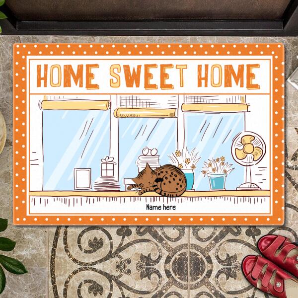 Home Sweet Home - Orange Around - Personalized Cat Doormat