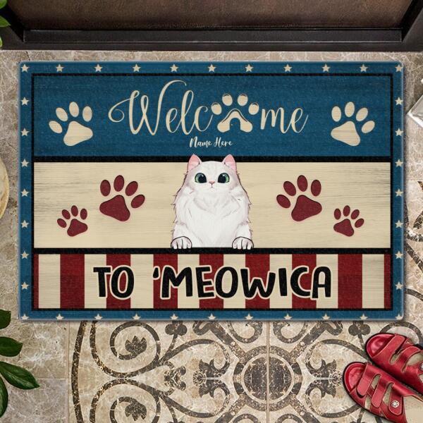 Welcome To 'Meowica - Independence Day - Personalized Cat Doormat