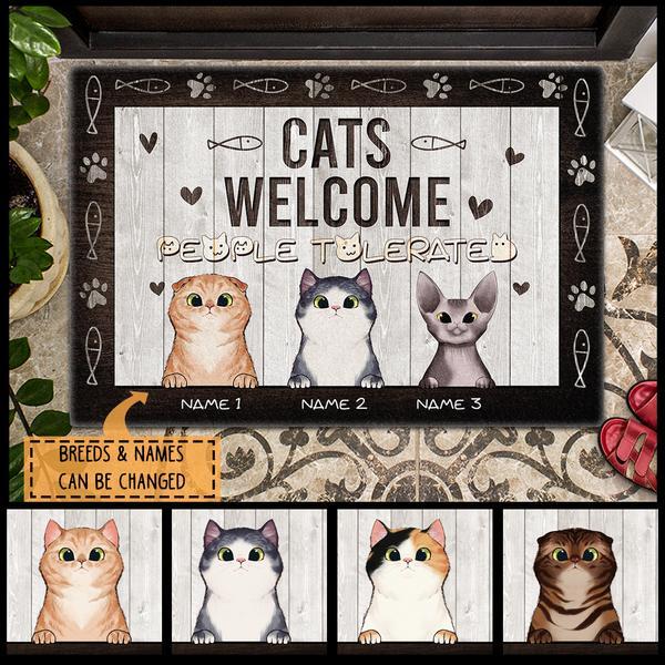 Cats Welcome People Tolerated - Personalized Cat Doormat