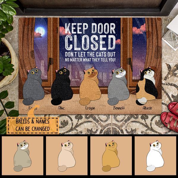 Keep Door Closed - Cats Look Back - Personalized Cat Doormat