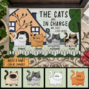 The Cats Are In Charge - Cute House And Grumpy Chubby Cats - Personalized Cat Doormat