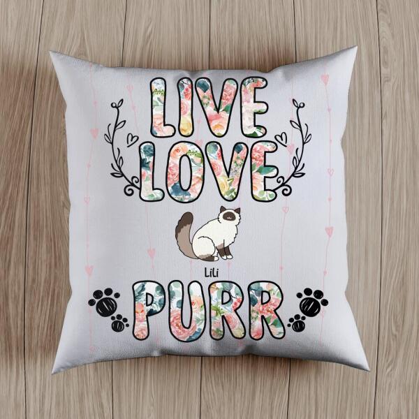 Live Love Purr - Personalized Cat Pillow