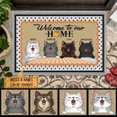 Welcome To Our Home - Polka Dots Around - Personalized Cat Doormat