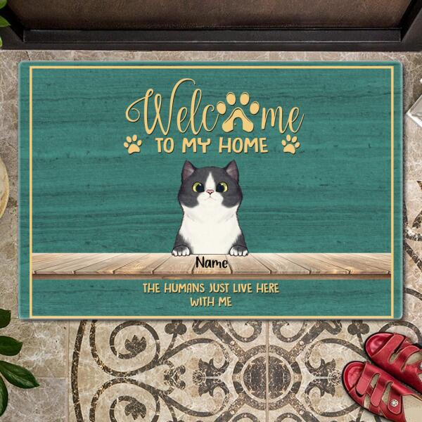 Welcome To Our Home - Peeking Cats - Personalized Cat Doormat