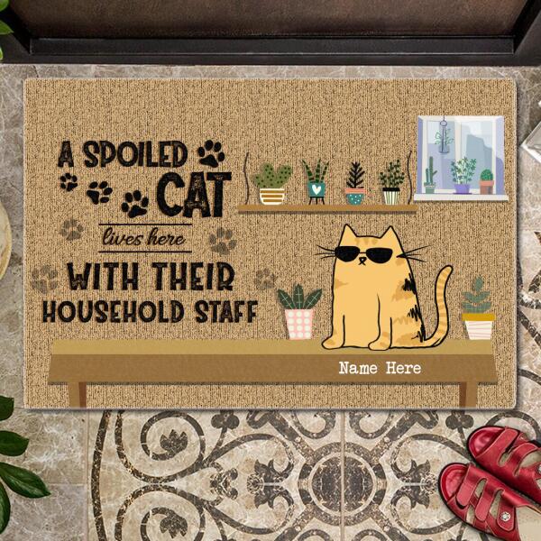 Spoiled Cat Lives Here - Cats Wear Sunglasses - Personalized Cat Doormat