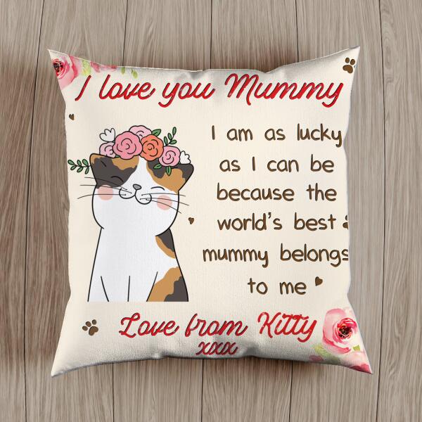 I Love You Mummy - Cat Wear Wreath - Personalized Cat Pillow