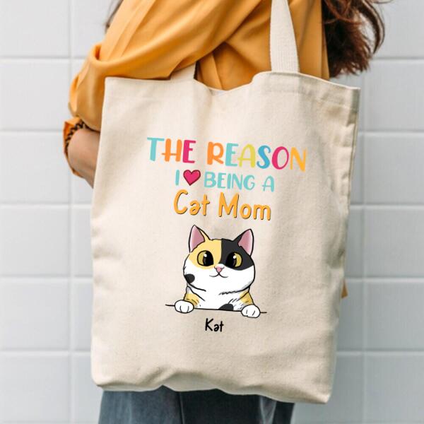 Reasons I Love Being A Cat Mom - Personalized Cat Tote Bag