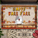 Happy Fall Y'all - Laughing Cats - Personalized Cat Autumn Doormat