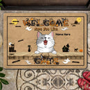 Welcome Hope You Like Cats - Halloween Print Letters - Personalized Cat Halloween Doormat