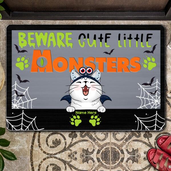 Beware Cute Little Monsters - Monster Headband - Personalized Cat Halloween Doormat