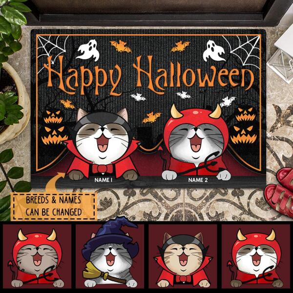 Happy Halloween - Halloween Costume - Personalized Cat Halloween Doormat