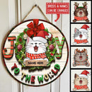 Joy To The World - Christmas Decoration - Personalized Cat Christmas Door Sign