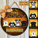 Happy Halloween - Golden Background - Personalized Dog Halloween Door Sign