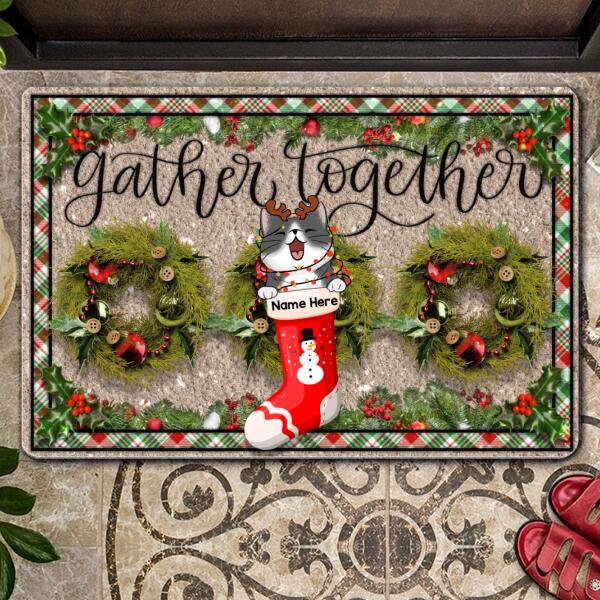 Gather Together - Christmas Stocking - Personalized Cat Christmas Doormat